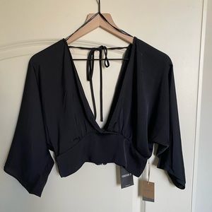 NEW Back Woven Deep-V Top